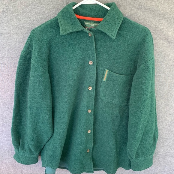 Vintage Jackets & Blazers - Vintage Abercrombie & Fitch Button Up Fleece Shacket Shirt Jacket 80s 90s Size M